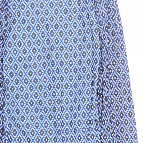 Luna Loves Womens Blue Geometric Polyester A-Line Size 12 V-Neck Pullover