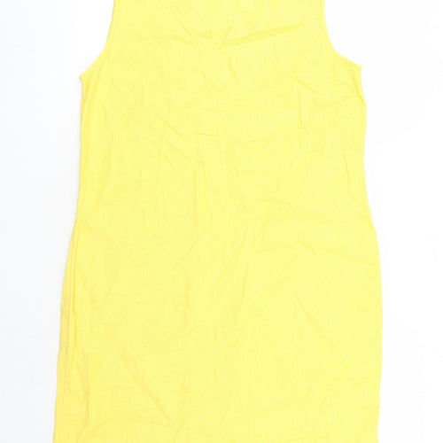 Marks and Spencer Womens Yellow Flax A-Line Size 12 V-Neck Pullover
