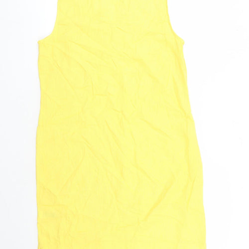 Marks and Spencer Womens Yellow Flax A-Line Size 12 V-Neck Pullover