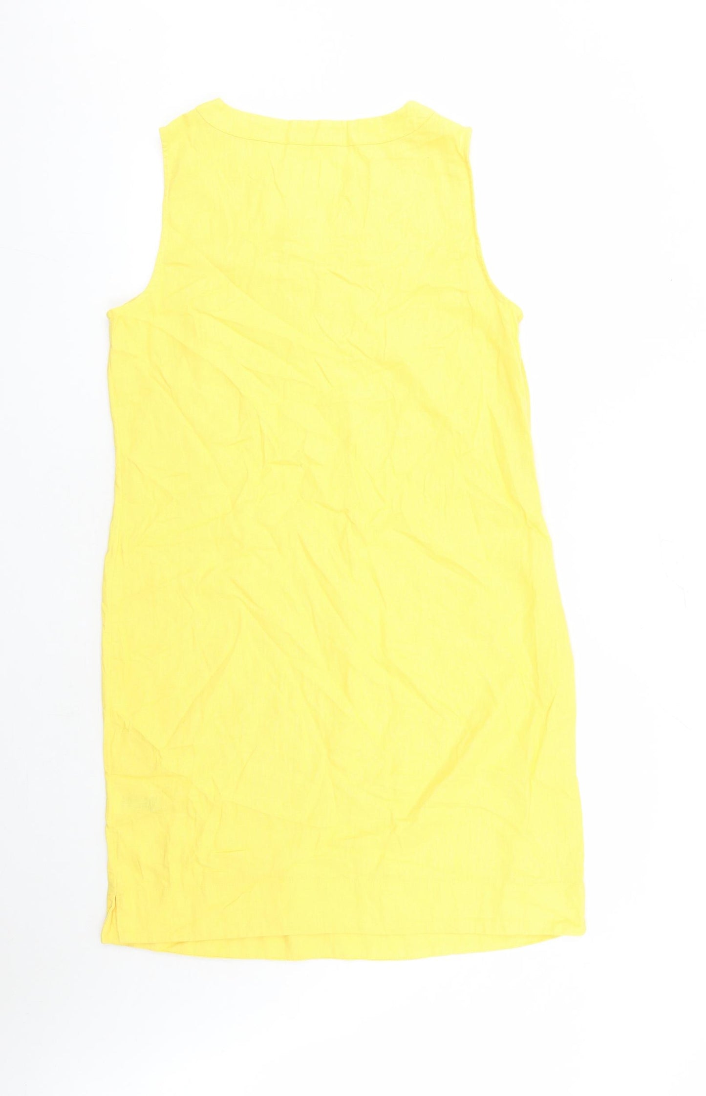 Marks and Spencer Womens Yellow Flax A-Line Size 12 V-Neck Pullover