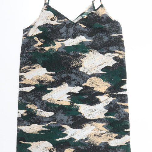 ASOS Womens Multicoloured Geometric Polyester Slip Dress Size 12 V-Neck Pullover