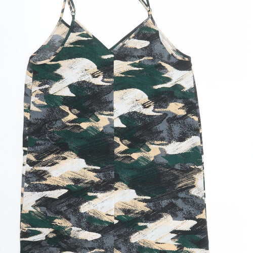 ASOS Womens Multicoloured Geometric Polyester Slip Dress Size 12 V-Neck Pullover
