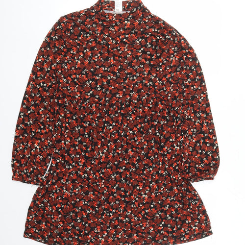 Anko Womens Brown Floral Viscose A-Line Size 8 Mock Neck Pullover