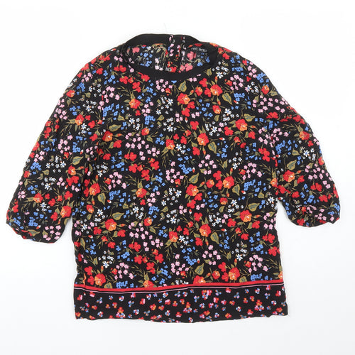 NEXT Womens Multicoloured Geometric Viscose Basic Blouse Size 6 Round Neck