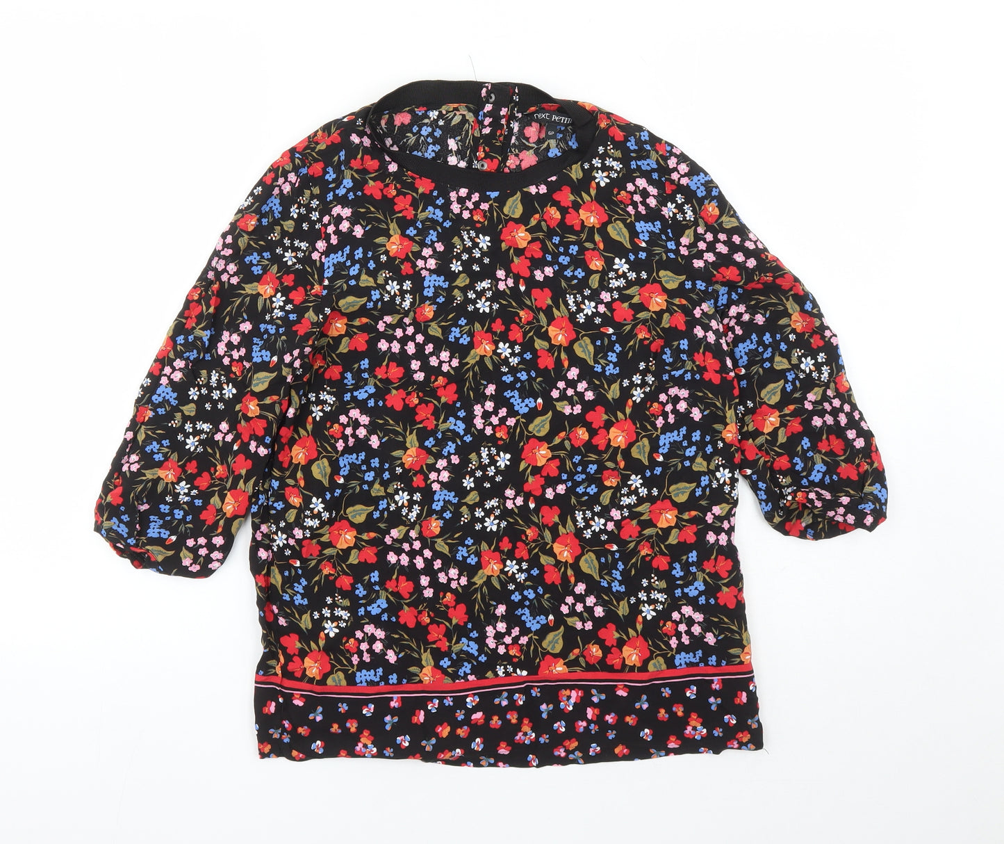 NEXT Womens Multicoloured Geometric Viscose Basic Blouse Size 6 Round Neck