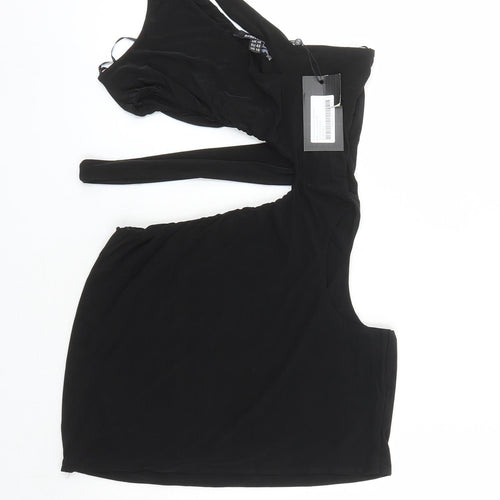 Rebellious Womens Black Polyester Mini Size 14 Round Neck Pullover - Cut Out Detail