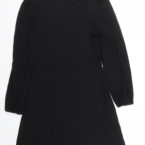 Marks and Spencer Womens Black Viscose A-Line Size 12 Round Neck Pullover