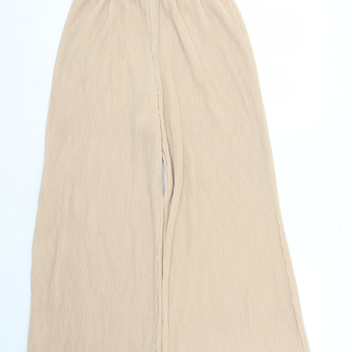 Urban Revivo Womens Beige Polyester Trousers Size 12 L27 in Regular - Elasticated Waist