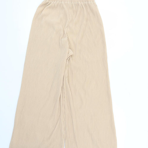 Urban Revivo Womens Beige Polyester Trousers Size 12 L27 in Regular - Elasticated Waist