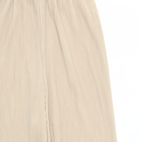 Urban Revivo Womens Beige Polyester Trousers Size 12 L27 in Regular - Elasticated Waist