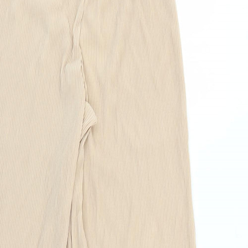Urban Revivo Womens Beige Polyester Trousers Size 12 L27 in Regular - Elasticated Waist