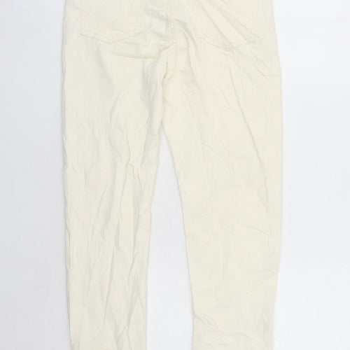 Marks and Spencer Womens Ivory Cotton Straight Jeans Size 10 L29 in Slim Zip - Pockets