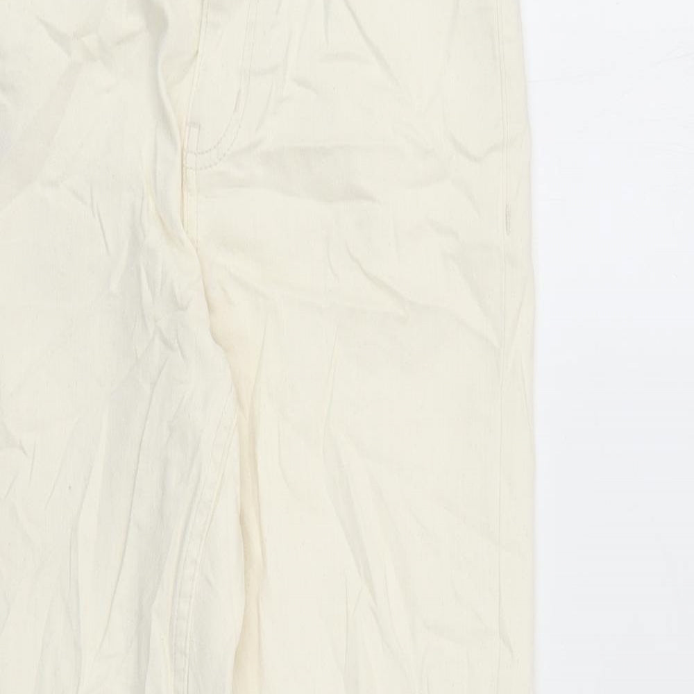 Marks and Spencer Womens Ivory Cotton Straight Jeans Size 10 L29 in Slim Zip - Pockets