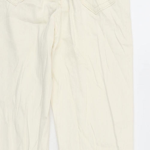 Marks and Spencer Womens Ivory Cotton Straight Jeans Size 10 L29 in Slim Zip - Pockets