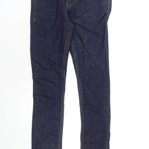 Marks and Spencer Boys Blue Cotton Straight Jeans Size 5-6 Years L21 in Regular Zip - Pockets