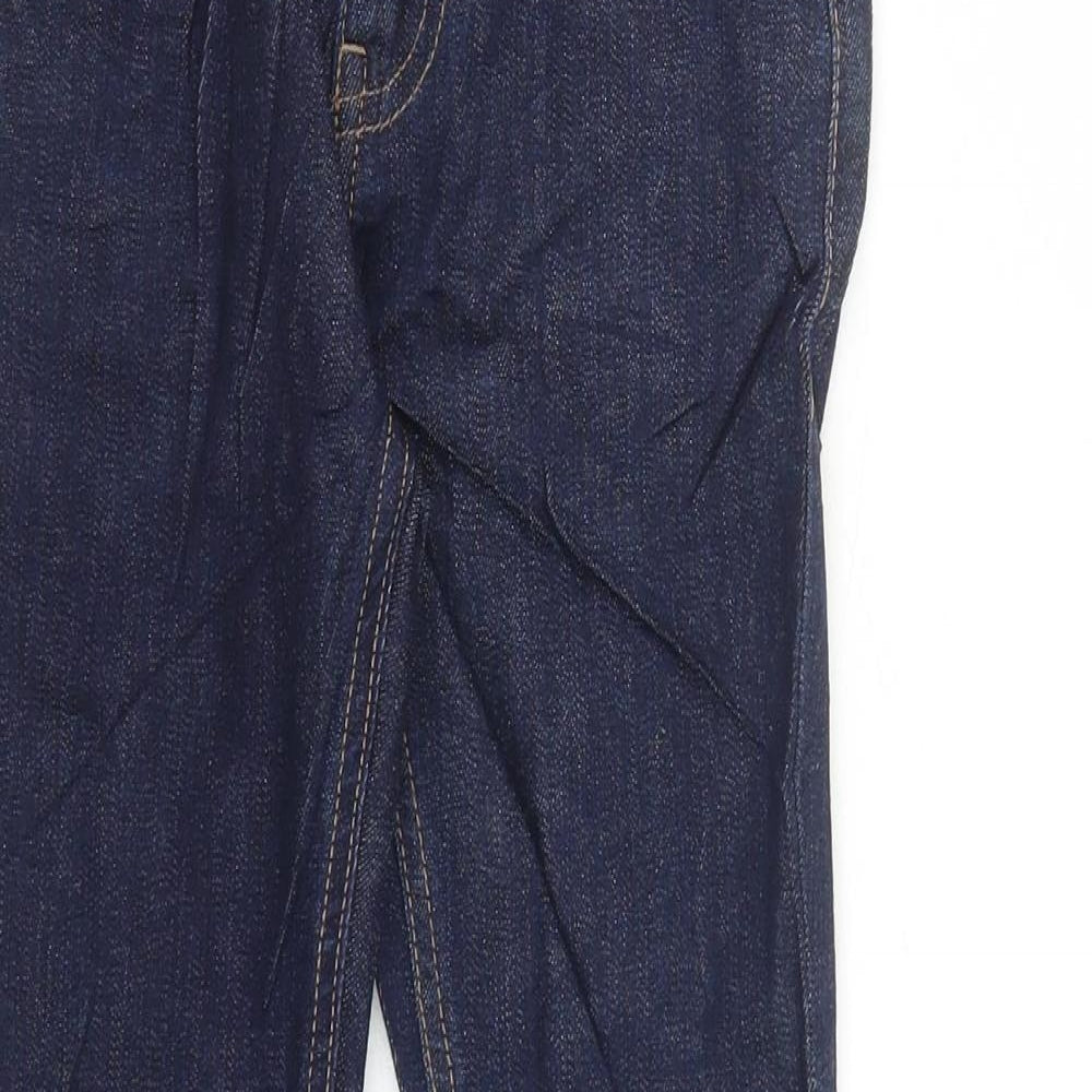 Marks and Spencer Boys Blue Cotton Straight Jeans Size 5-6 Years L21 in Regular Zip - Pockets