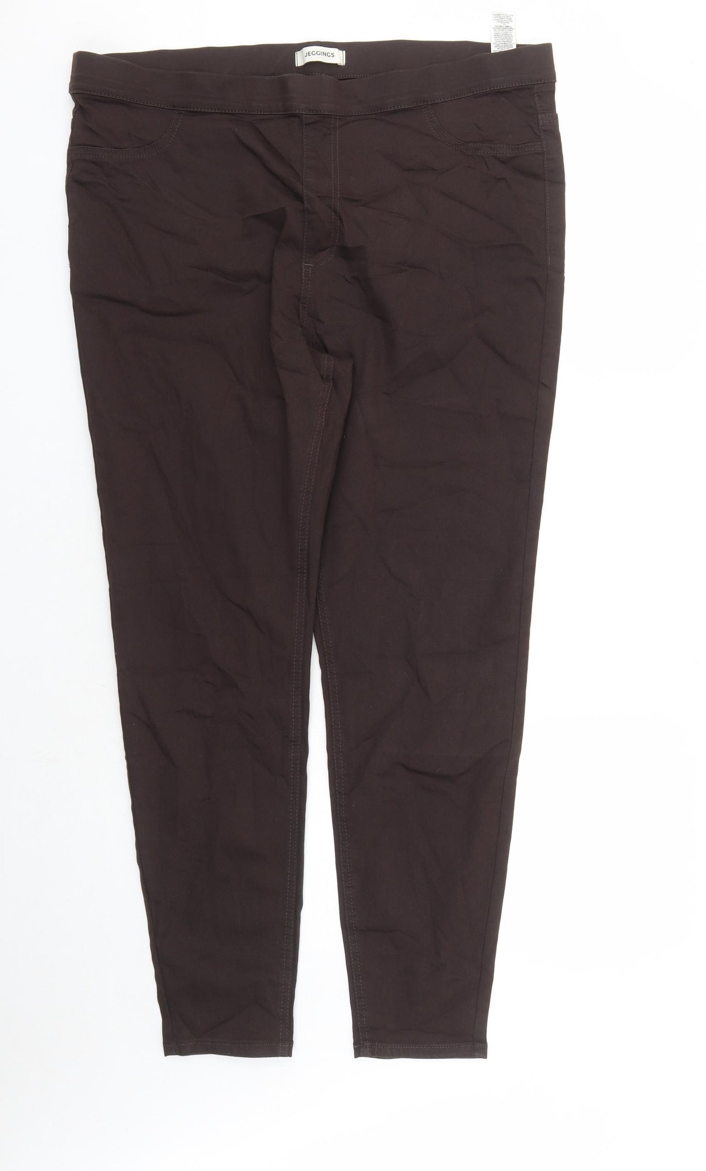 Marks and Spencer Womens Brown Cotton Jegging Jeans Size 20 L28 in Regular - Elasticated Waist