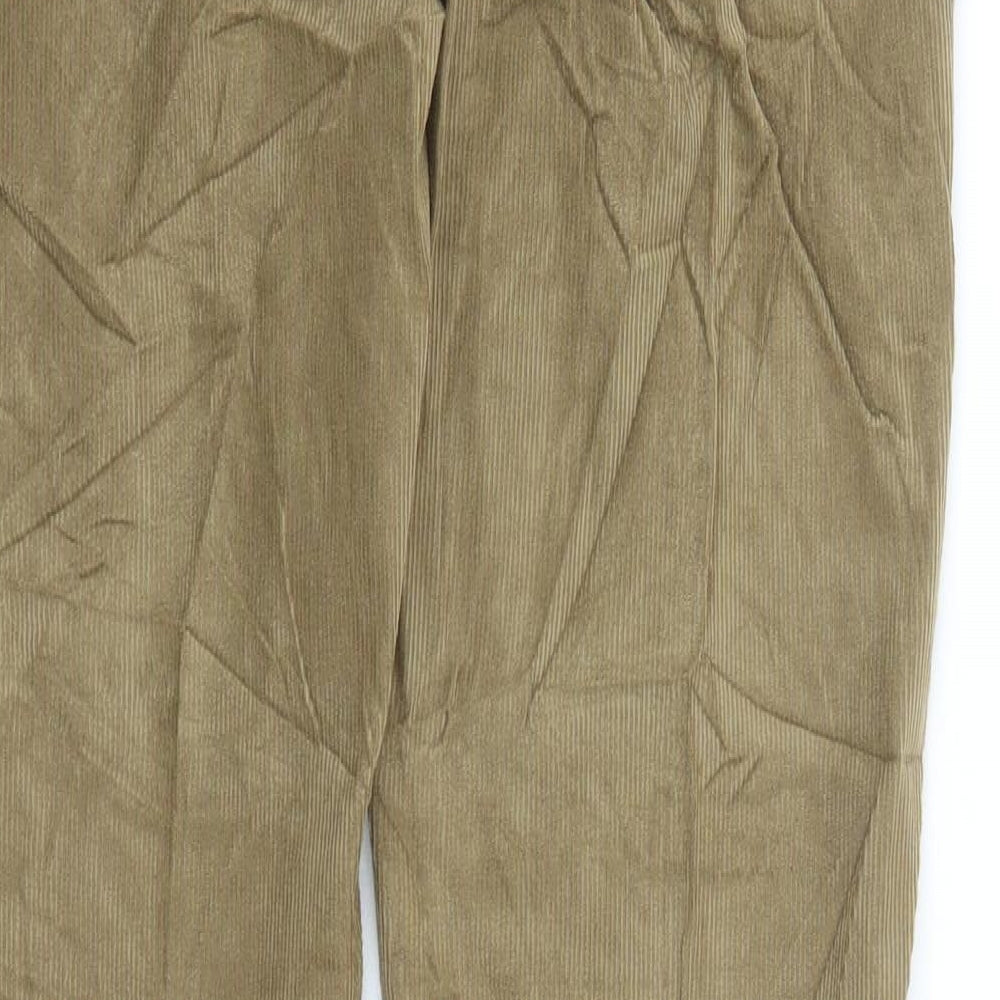 Marks and Spencer Mens Brown Cotton Trousers Size 28 in L29 in Slim Zip - Pockets