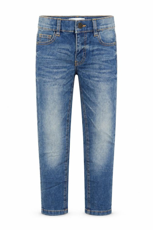 Marks and Spencer Boys Blue Cotton Straight Jeans Size 5-6 Years L20 in Regular Zip