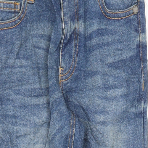 Marks and Spencer Boys Blue Cotton Straight Jeans Size 5-6 Years L20 in Regular Zip