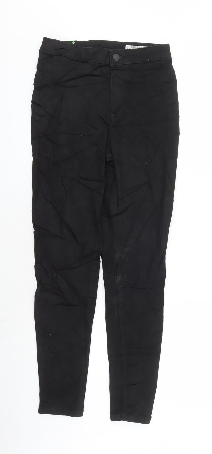 Marks and Spencer Womens Black Cotton Skinny Jeans Size 10 L27 in Regular Zip - Pockets