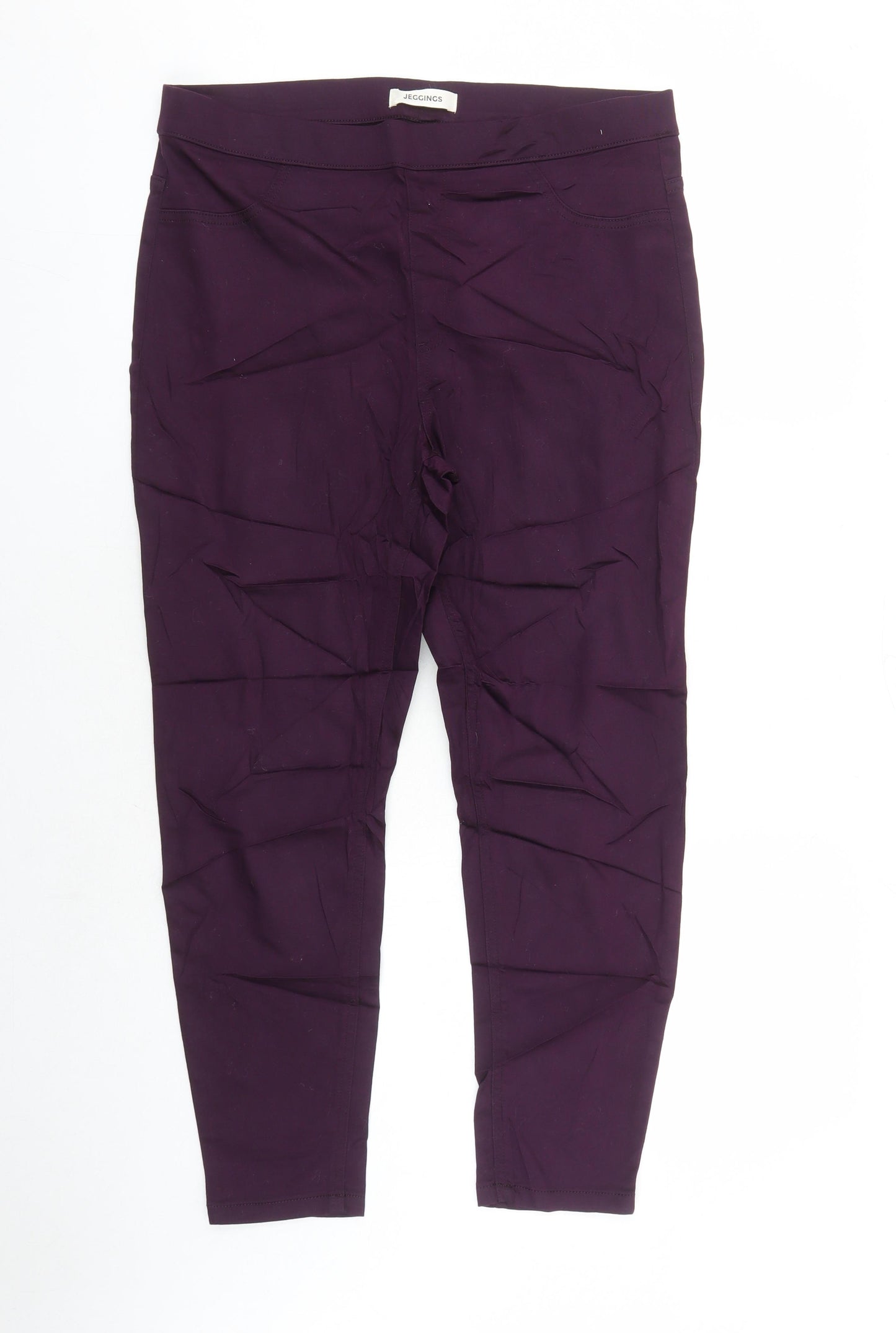Marks and Spencer Womens Purple Cotton Jegging Jeans Size 16 L26 in Regular - Elasticated Waist