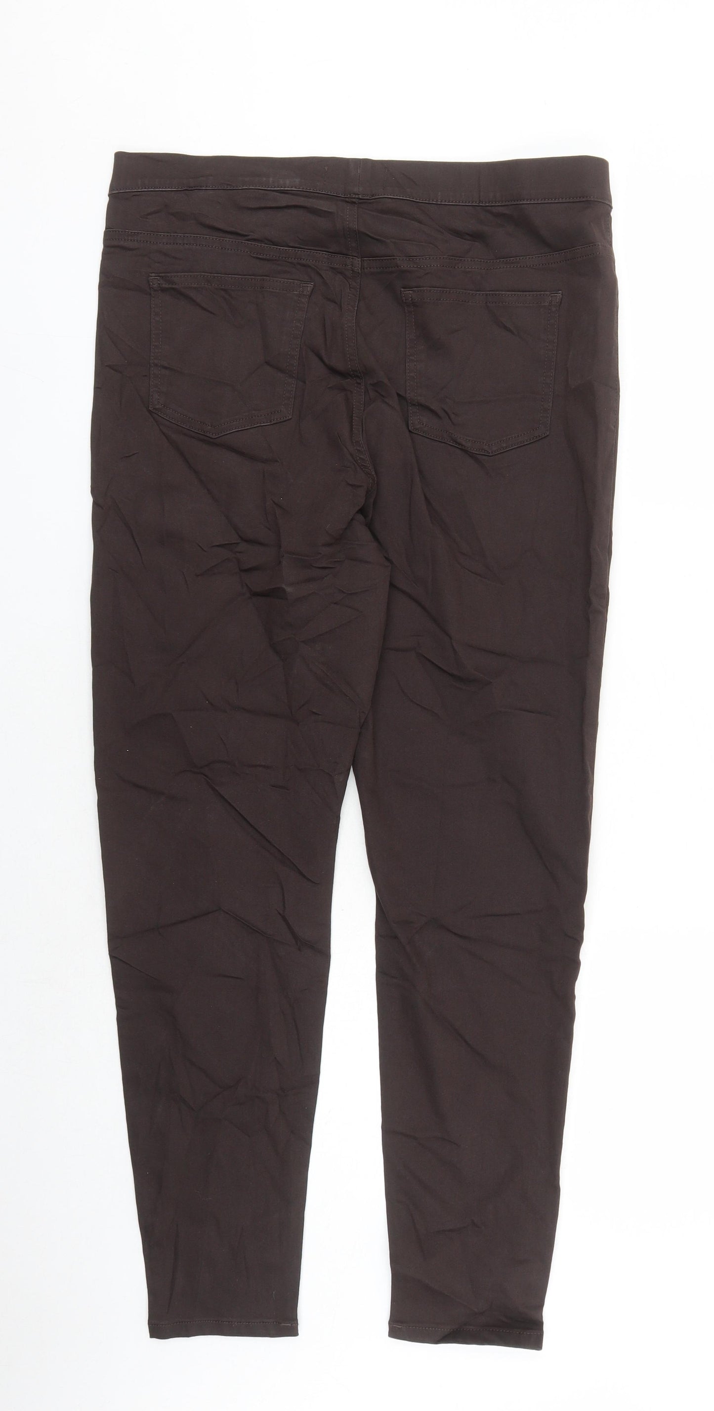 Marks and Spencer Womens Brown Cotton Jegging Jeans Size 16 L29 in Regular - Elasticated Waist