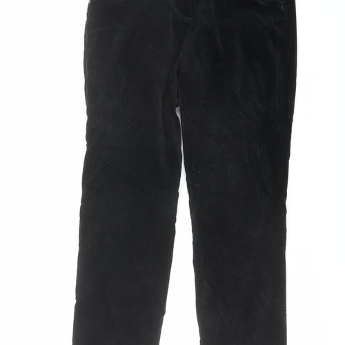 Per Una Womens Black Cotton Trousers Size 14 L29 in Slim Button