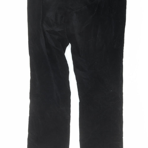 Per Una Womens Black Cotton Trousers Size 14 L29 in Slim Button