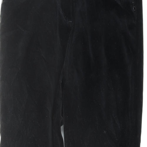 Per Una Womens Black Cotton Trousers Size 14 L29 in Slim Button