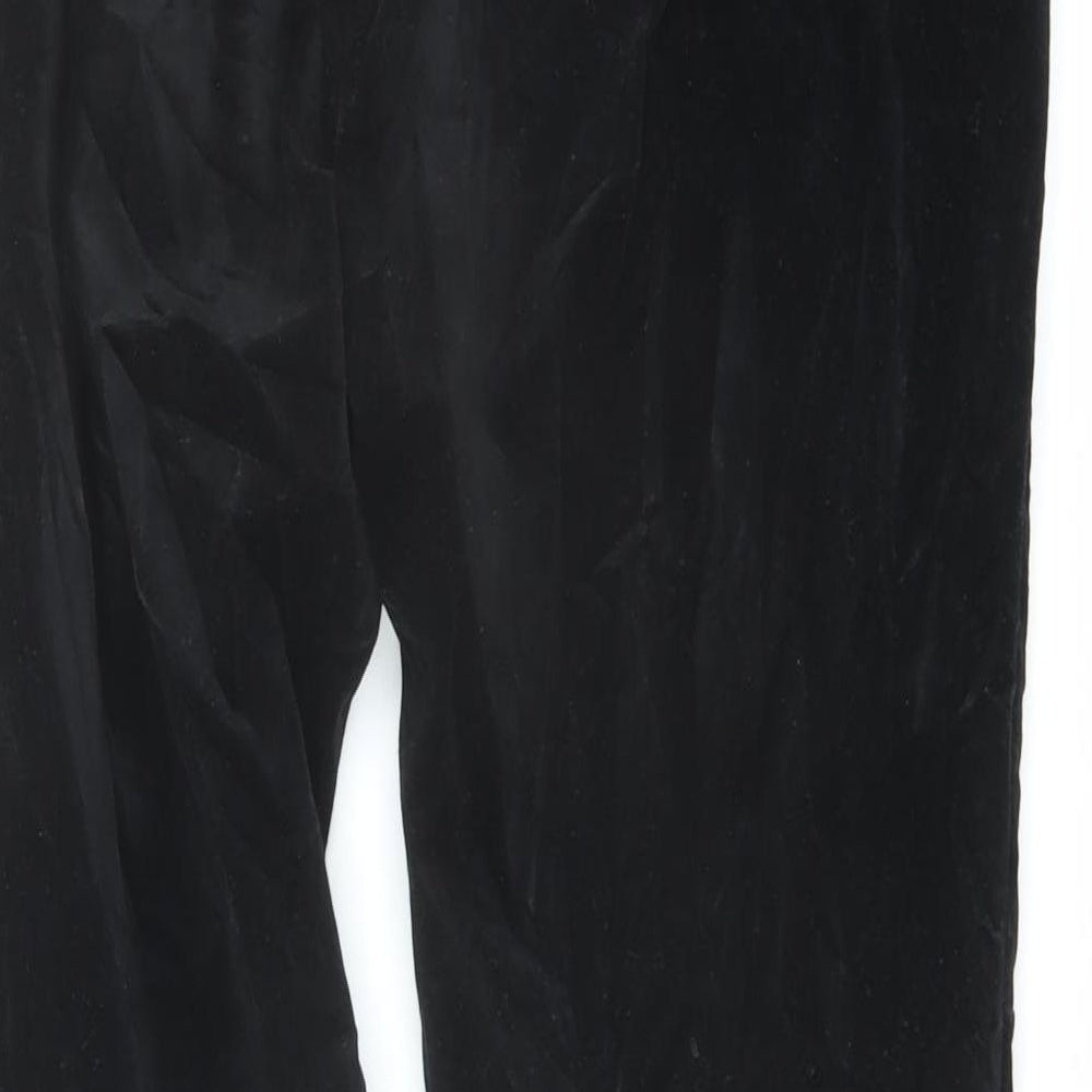 Per Una Womens Black Cotton Trousers Size 14 L29 in Slim Button