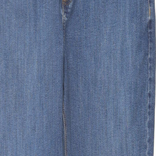 Marks and Spencer Mens Blue Cotton Straight Jeans Size 36 in L31 in Regular Button