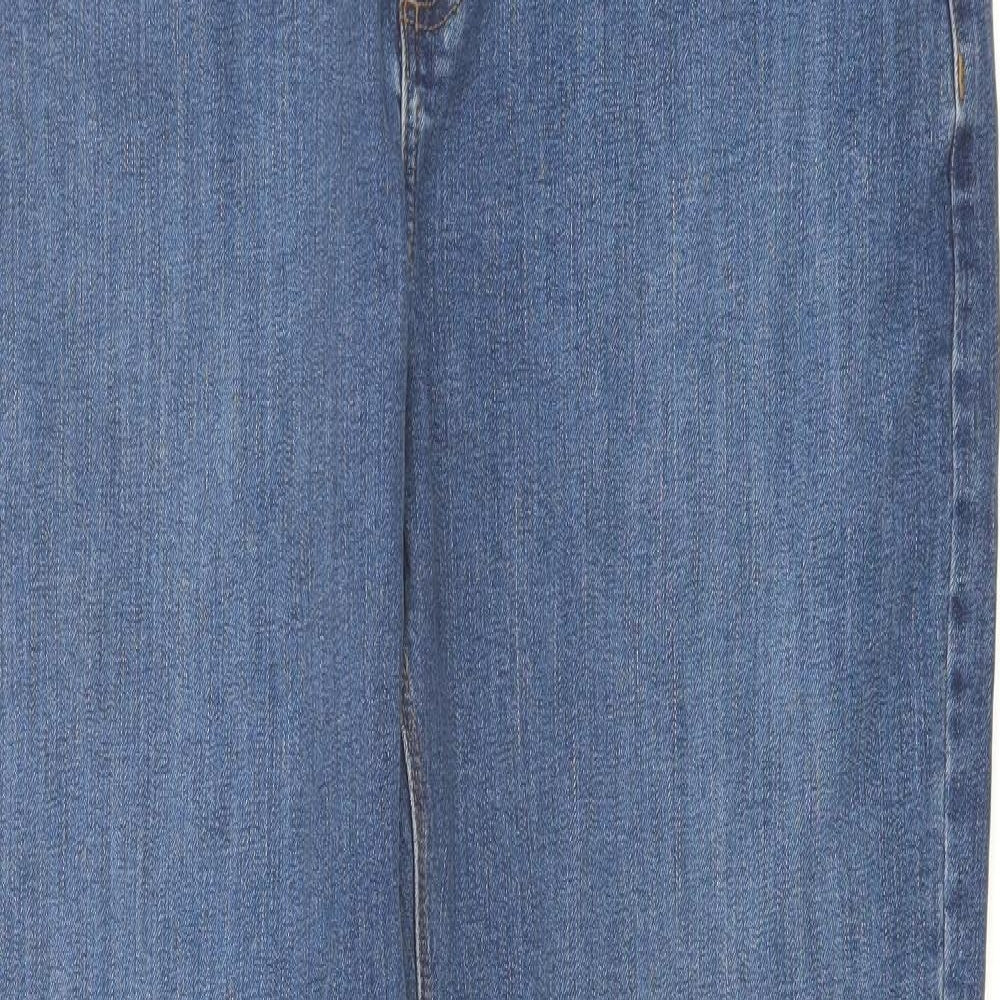 Marks and Spencer Mens Blue Cotton Straight Jeans Size 36 in L31 in Regular Button