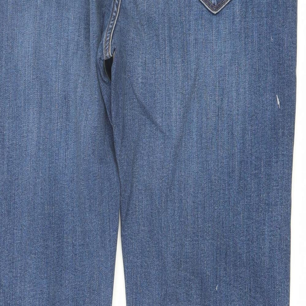 Marks and Spencer Mens Blue Cotton Straight Jeans Size 36 in L31 in Regular Button