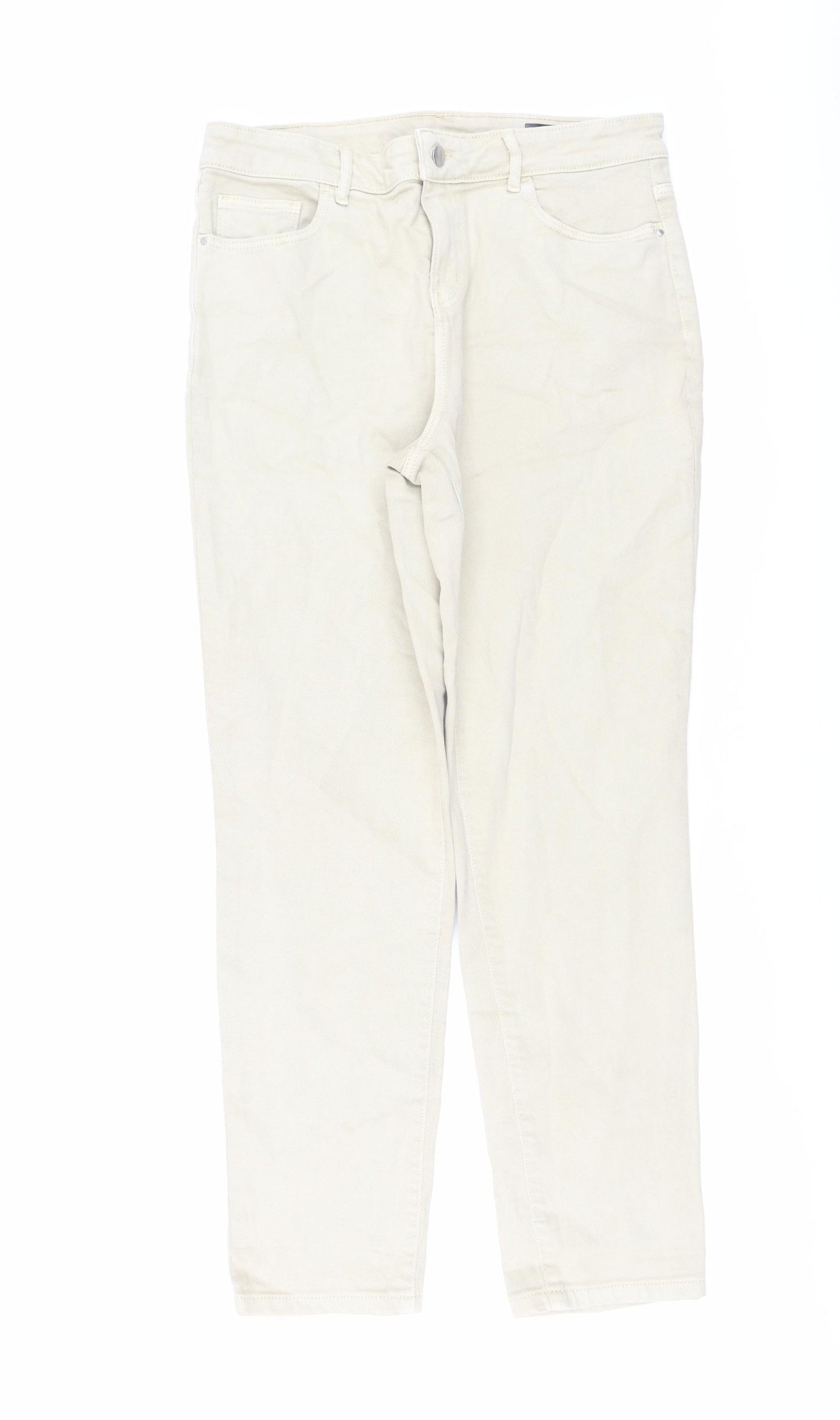 TU Womens Beige Cotton Mom Jeans Size 12 L29 in Regular Button
