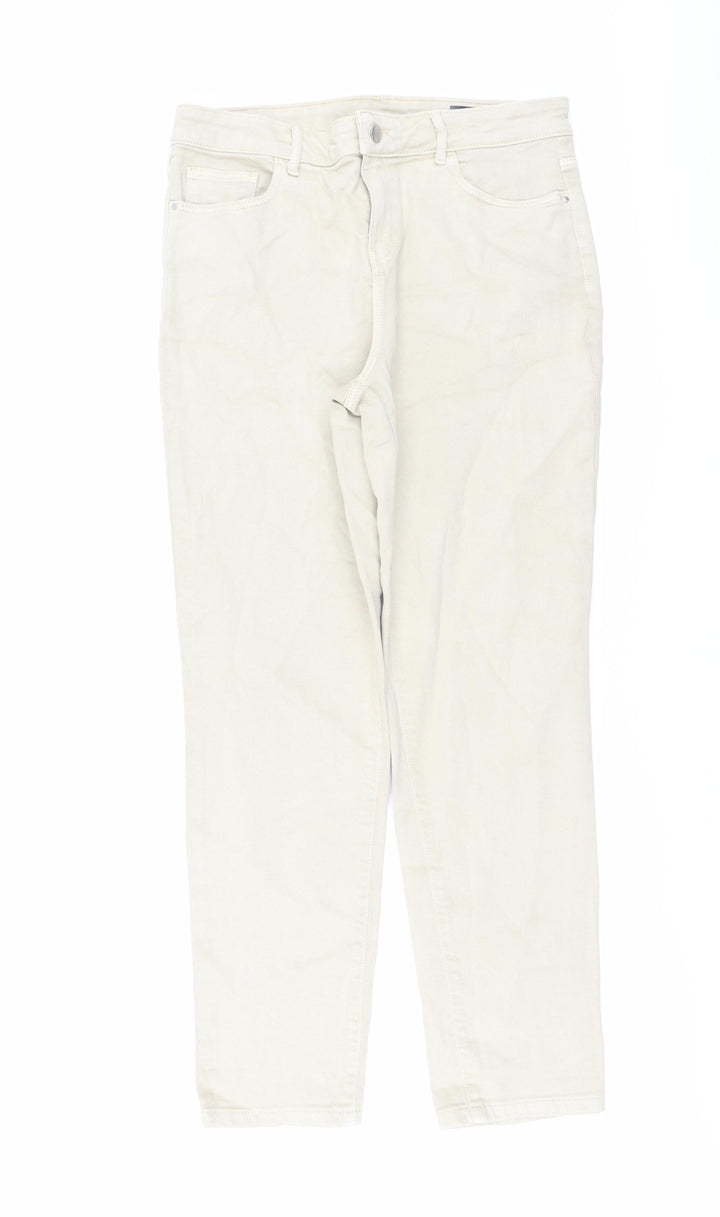 TU Womens Beige Cotton Mom Jeans Size 12 L29 in Regular Button
