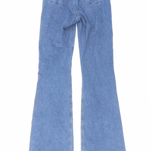 Topshop Womens Blue Cotton Bootcut Jeans Size 26 in L30 in Regular Button