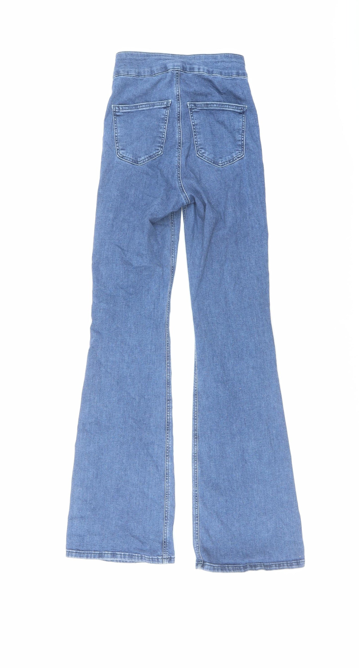 Topshop Womens Blue Cotton Bootcut Jeans Size 26 in L30 in Regular Button