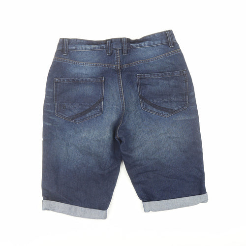 George Mens Blue Cotton Bermuda Shorts Size 30 in L12 in Regular Button