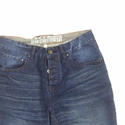 George Mens Blue Cotton Bermuda Shorts Size 30 in L12 in Regular Button