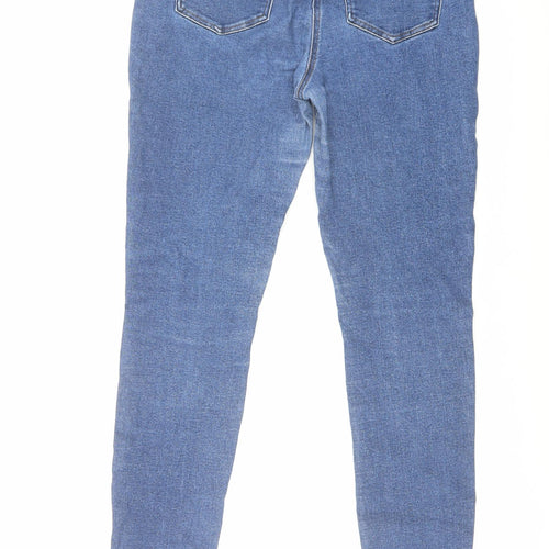 NEXT Womens Blue Cotton Skinny Jeans Size 14 L30 in Regular Button
