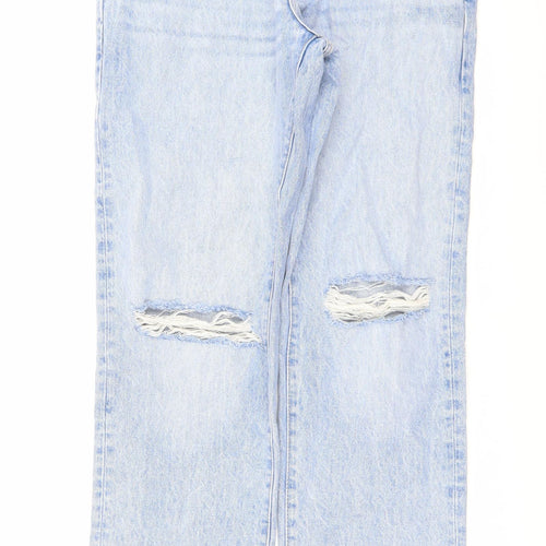 Marks and Spencer Mens Blue Cotton Straight Jeans Size 32 in L33 in Regular Button