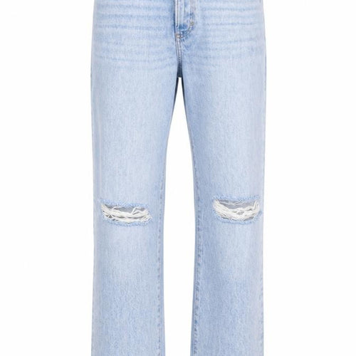 Marks and Spencer Mens Blue Cotton Straight Jeans Size 32 in L33 in Regular Button