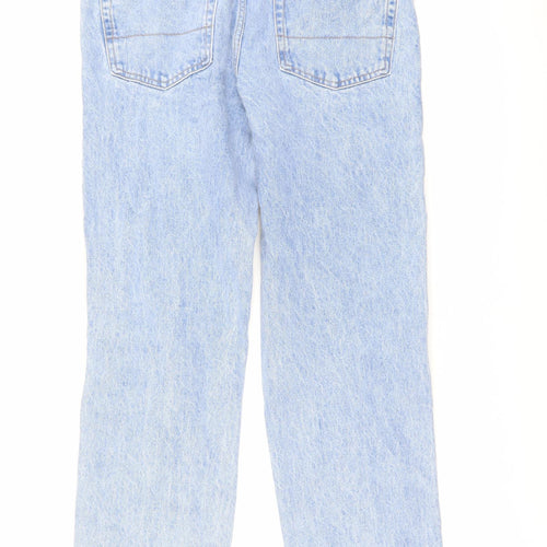 Marks and Spencer Mens Blue Cotton Straight Jeans Size 32 in L33 in Regular Button