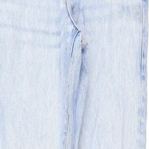 Marks and Spencer Mens Blue Cotton Straight Jeans Size 32 in L33 in Regular Button