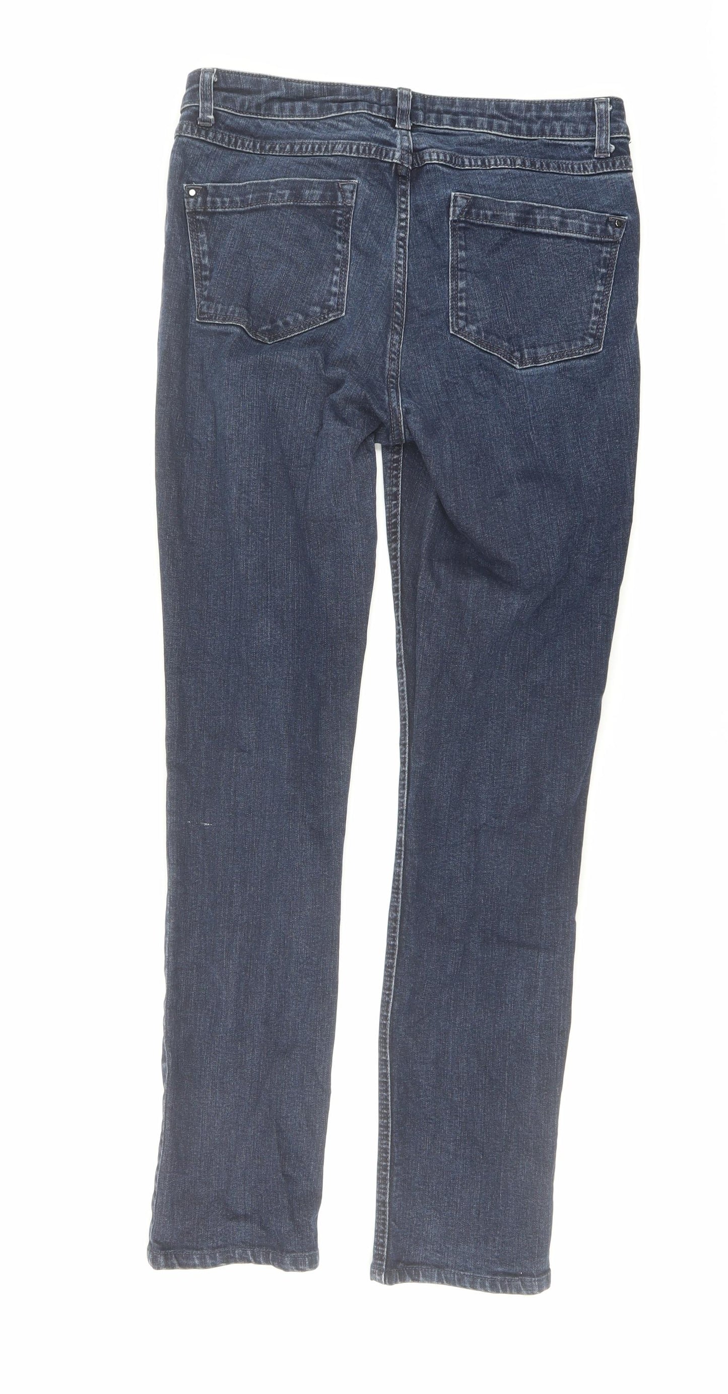 Pure Womens Blue Cotton Skinny Jeans Size 12 L30 in Regular Button
