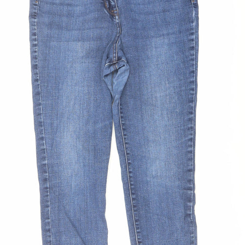 NEXT Womens Blue Cotton Skinny Jeans Size 14 L30 in Regular Button