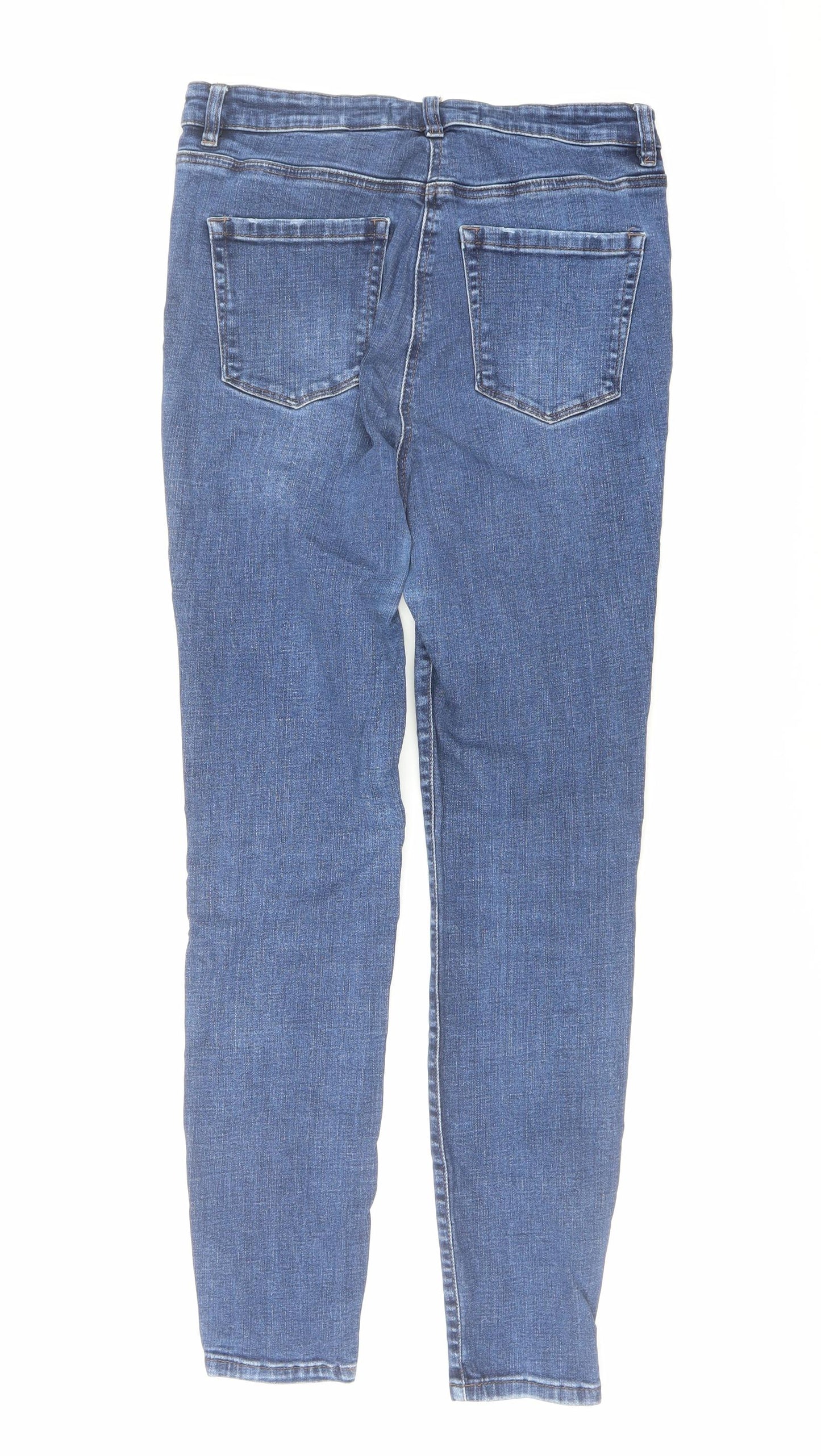 NEXT Womens Blue Cotton Skinny Jeans Size 14 L30 in Regular Button