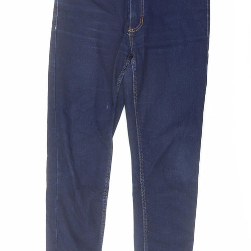 Marks and Spencer Womens Blue Cotton Skinny Jeans Size 10 L26 in Regular Button