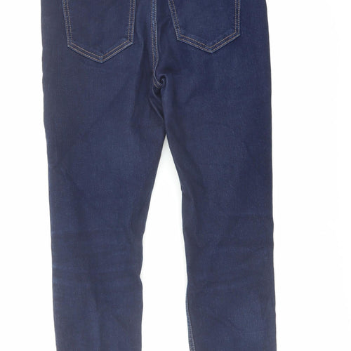 Marks and Spencer Womens Blue Cotton Skinny Jeans Size 10 L26 in Regular Button
